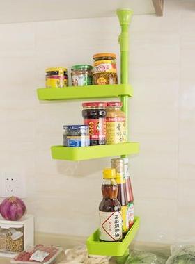 F75H97583Y收K顶天立地免钉免打伸孔转缩可旋厨房调料浴室置物架