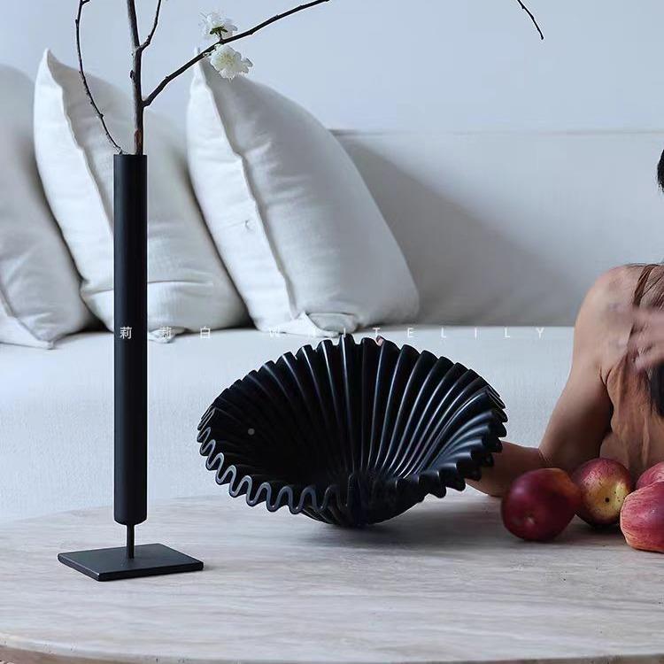 法式中黑色果盘树脂装品艺术摆件果桌面饰收纳古茶ali-7983几盆可