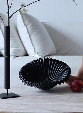 法式中黑色果盘树脂装品艺术摆件果桌面饰收纳古茶ali-7983几盆可