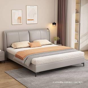 轻风实木床现代简NYV单约.米主卧经济型双床软包奢家用.人米人床