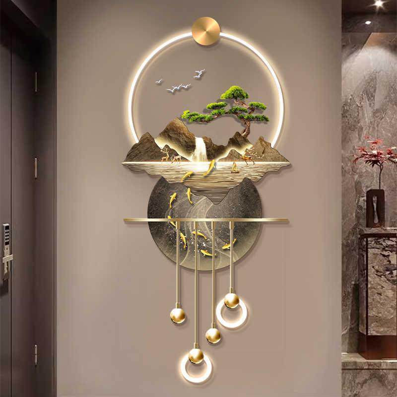 流水档生财E玄关装饰画山水高立体户LD壁灯MY-11200新中式入走廊