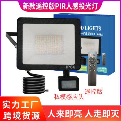 新品上市LED遥控版PIR人感投光灯户外楼道庭院家用照明防水防晒