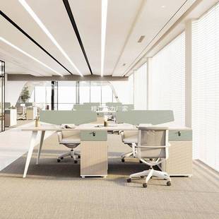 职员办公桌椅合组约现代办公SPZ室挡板屏风员工位双脑4四6简人位