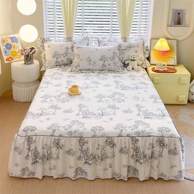 田园小韩碎花100BQL24110纯棉床裙全棉版床裙件亲支肤单床罩纯棉