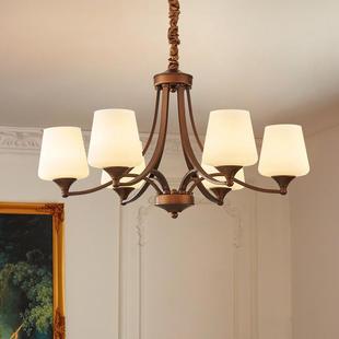 美式 简约大气氛围灯 吊灯客厅餐厅卧室灯饰乡村复古风铁艺玻璃法式