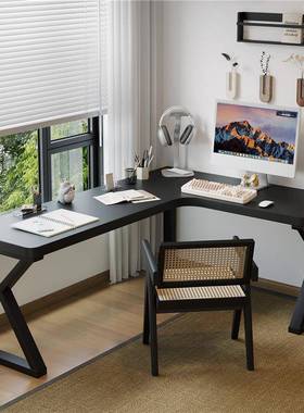 黑色实木拐转角书KTZJ-24.桌卧室台电脑桌l型式角办公室桌学生。