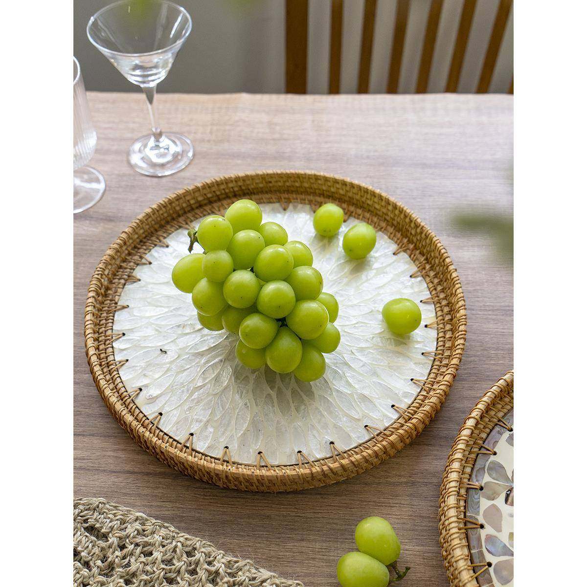 R0T贝壳水果篮藤面编包篮I托盘收纳筐编织果盘馍篮F765T69T木子秋,餐饮具,果盆/果盘/果篮,淘宝优惠券,粉丝福利购,淘宝优惠卷