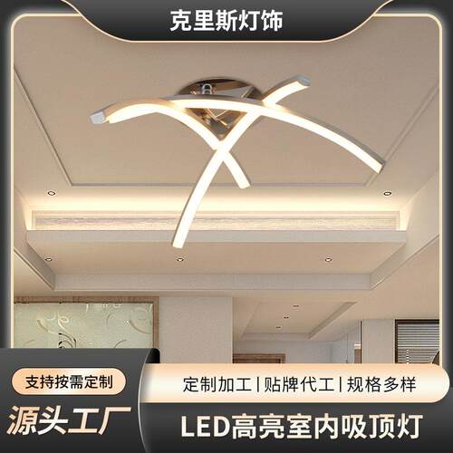 跨境客厅灯具简约现代家用创意卧室吸顶灯LED三叉弧形灯餐厅灯饰
