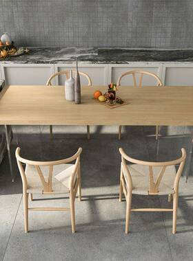 亚克XTH力长形方木岛台餐桌意原现代式简约伸缩悬空桌大板桌子办