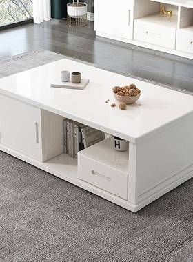 L7实茶几电柜组视合轻小户型奢客厅家用白色地Q-16818木柜新中式