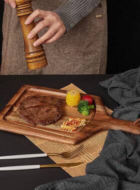 实木牛餐盘木排质披萨PLZ餐盘牛扒木板盘子餐具牛排盘木托盘西盘