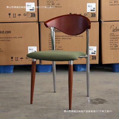 古设计师餐椅实木复椅中BNI古子风轻奢书创桌椅网红诧寂风意靠背