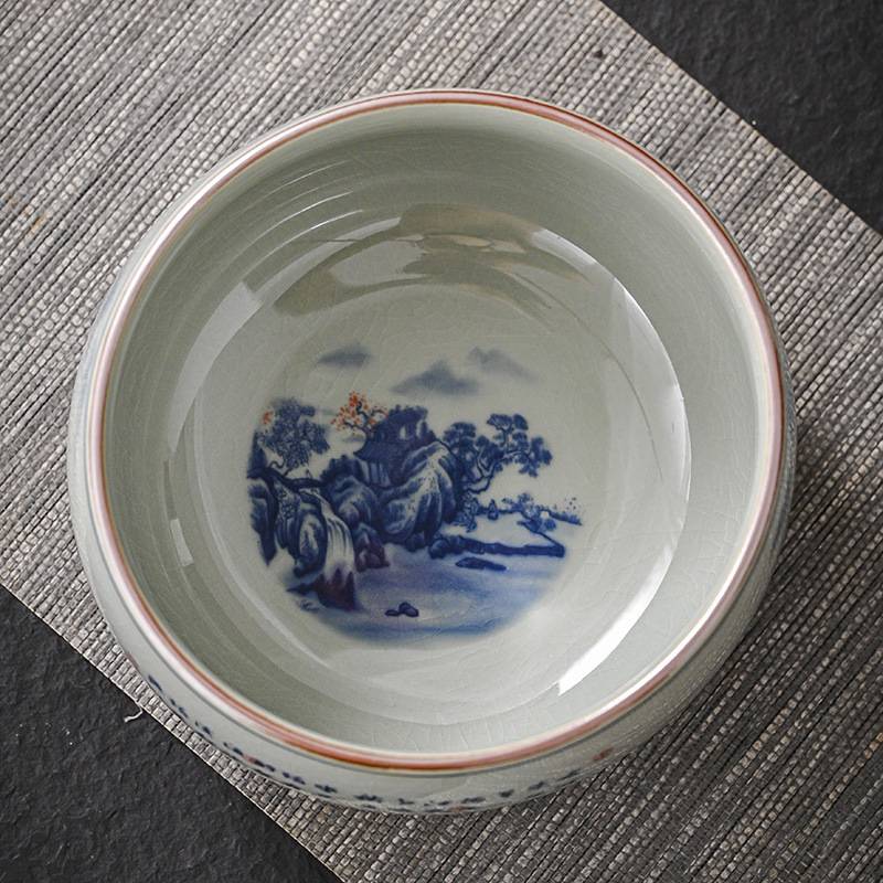 景德镇青花瓷茶洗缸大号陶瓷老式建水茶盂水盂高端茶桶茶渣桶大号