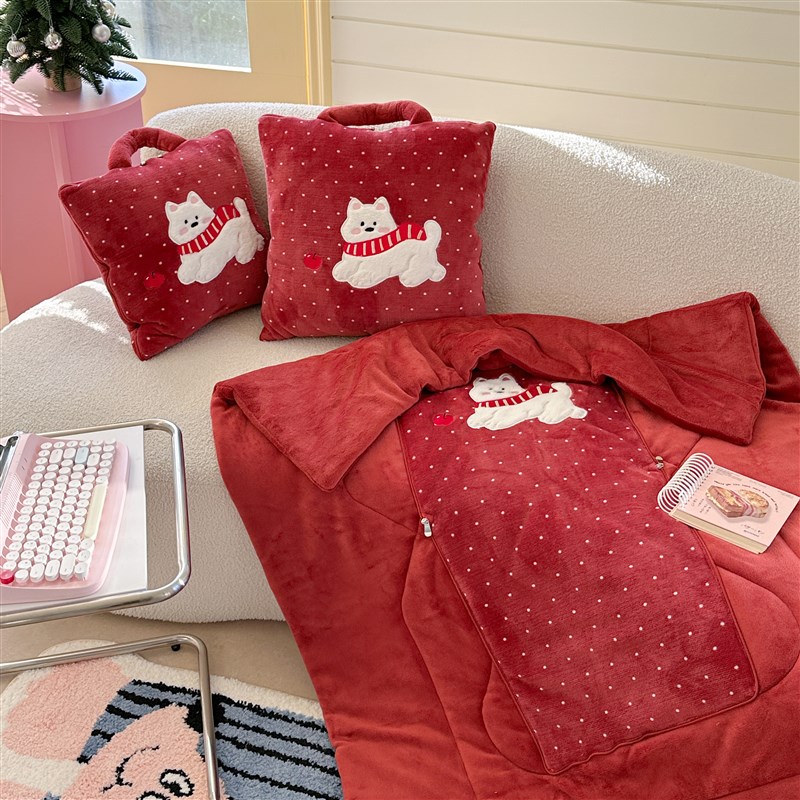 手提牛奶绒d加厚抱枕被子两用办公室午休靠垫学生宿舍午睡枕头盖