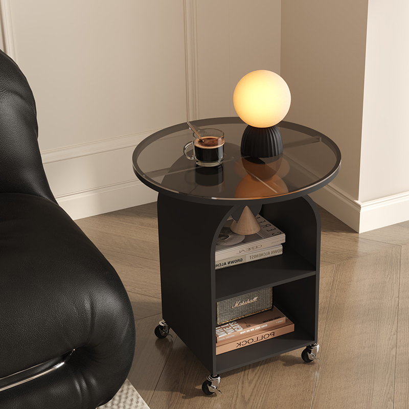 法式轻奢高级感可移n动圆形小推车边几家用客厅中古风创意小置物