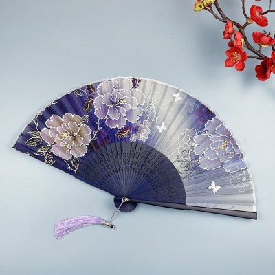 木木夕6寸女式扇子折扇中国风牡丹花扇子夏季折叠小扇子工艺折扇