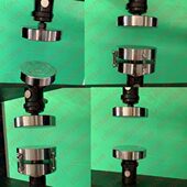 复合材料弹簧圆盘方形直径100mm自动找平球面压盘压缩试验夹具