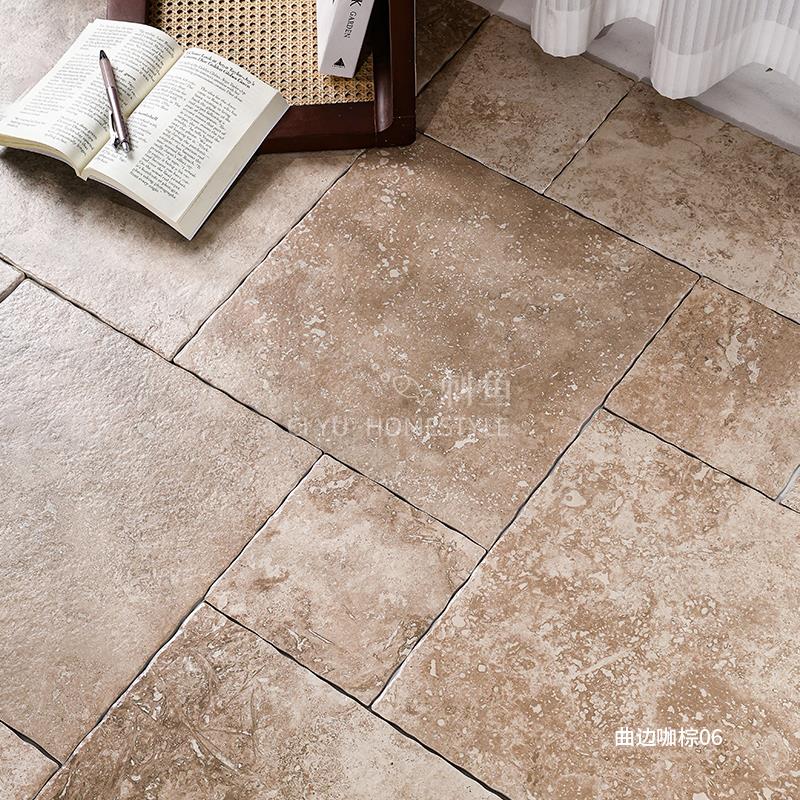 曲烂边古堡子母拼莱姆石彷古地砖瓷砖彷石材洞石庭院花园民宿别墅