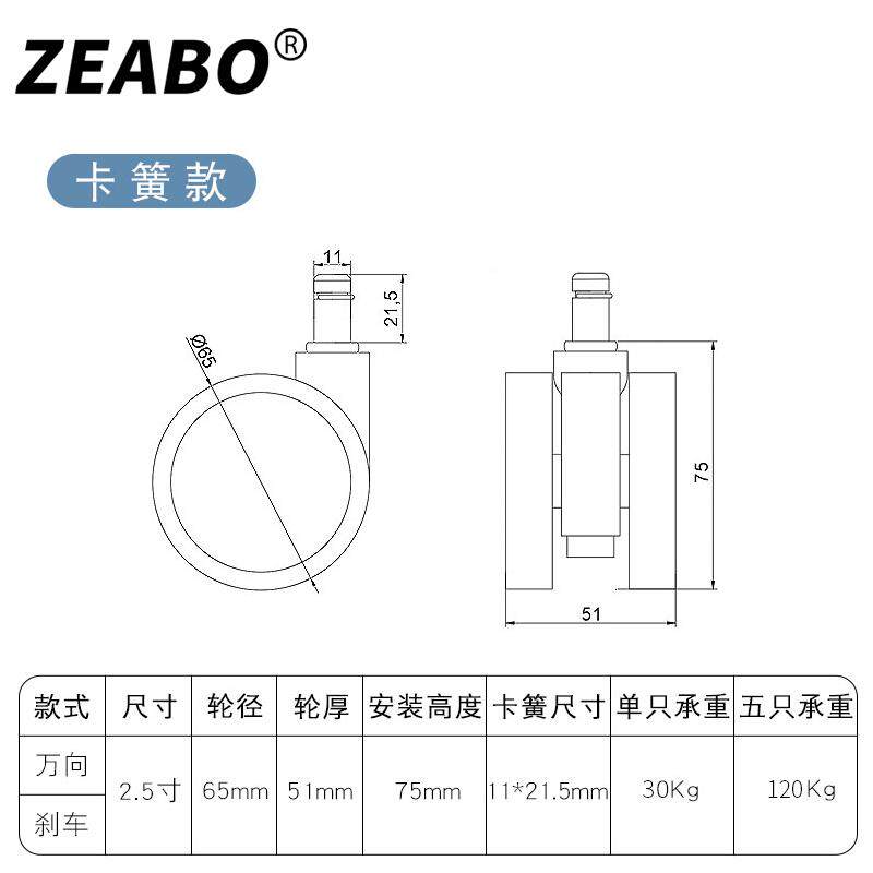 电cs(5只装)25寸.大椅子PAYZL轮脚轮万向轮滑轮脑椅配办公椅件带