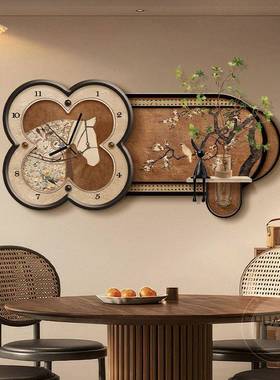 中古风厅5HD904220带钟表装饰画餐22新款高端客厅时钟墙壁画0法式