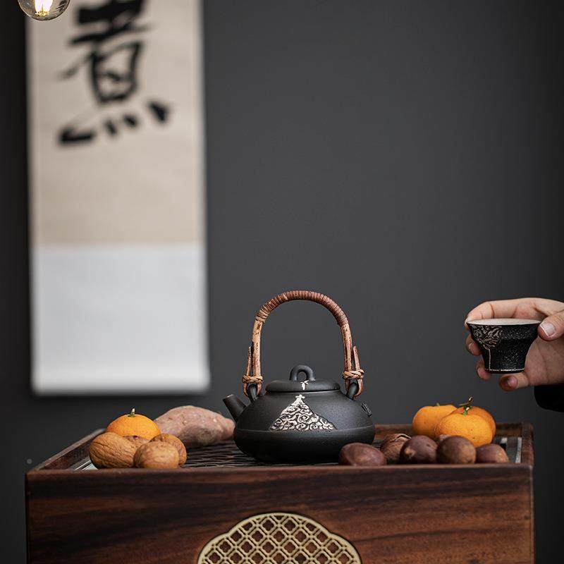 围CH-31116复古陶瓷陶单提梁壶炉煮茶器家用电陶炉酒精煮茶壶过滤