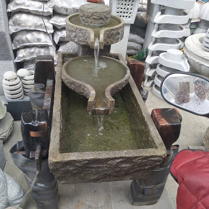 现货老旧石槽鱼缸庭院招财牛槽流水组合室内青石圆马槽石雕摆件