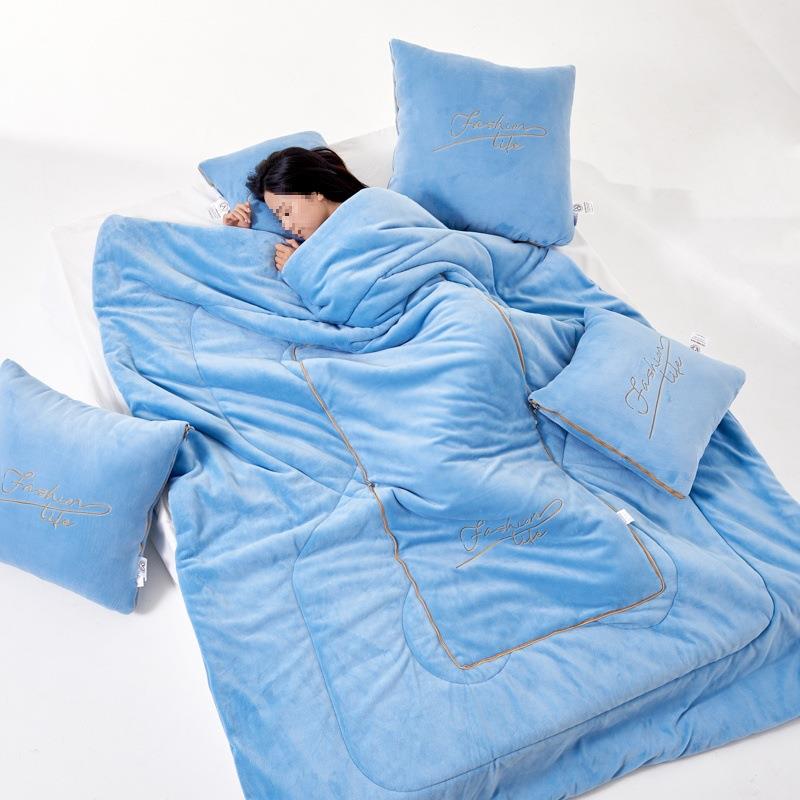 加厚用6室斤午睡抱669枕被两型车用抱枕垫二靠合一车载办公午休毯