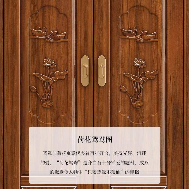 衣中式仿家古实木OLB雕花衣柜实卧室储物柜子大小户型用对开门全