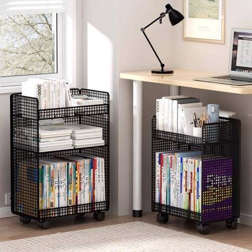 书桌旁小书架架移动桌下置可物架小推车地落DBF学生书本书包收纳