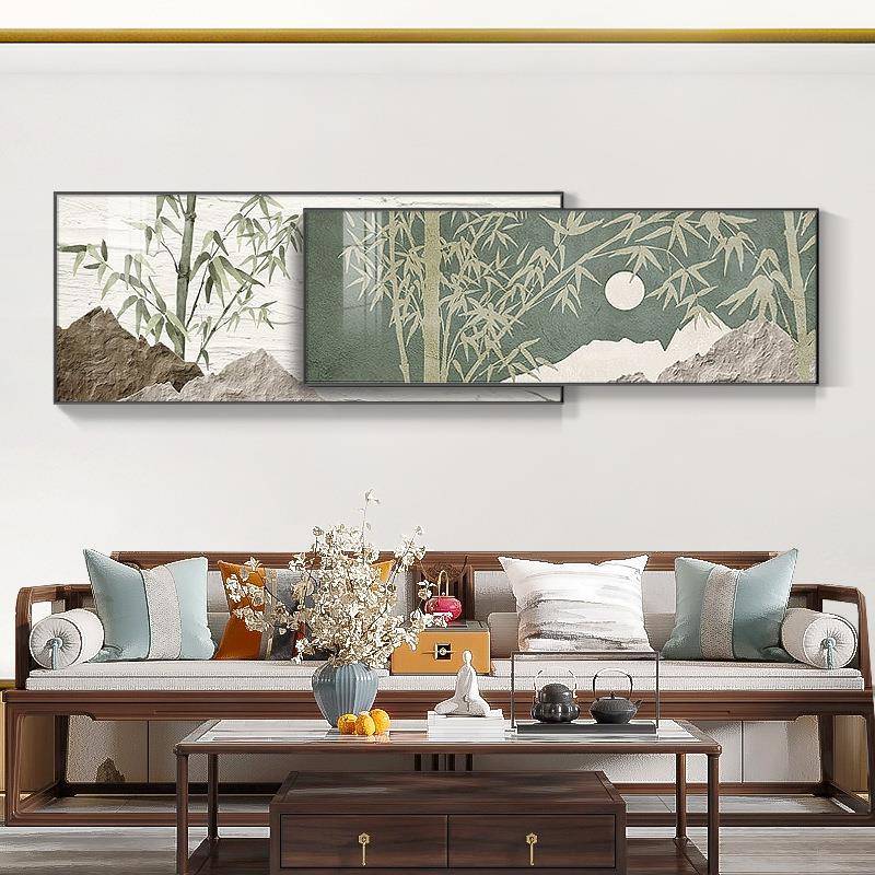 节客厅节竹新报平安组合茶室挂画书房叠中加式竹子壁画高升H5553