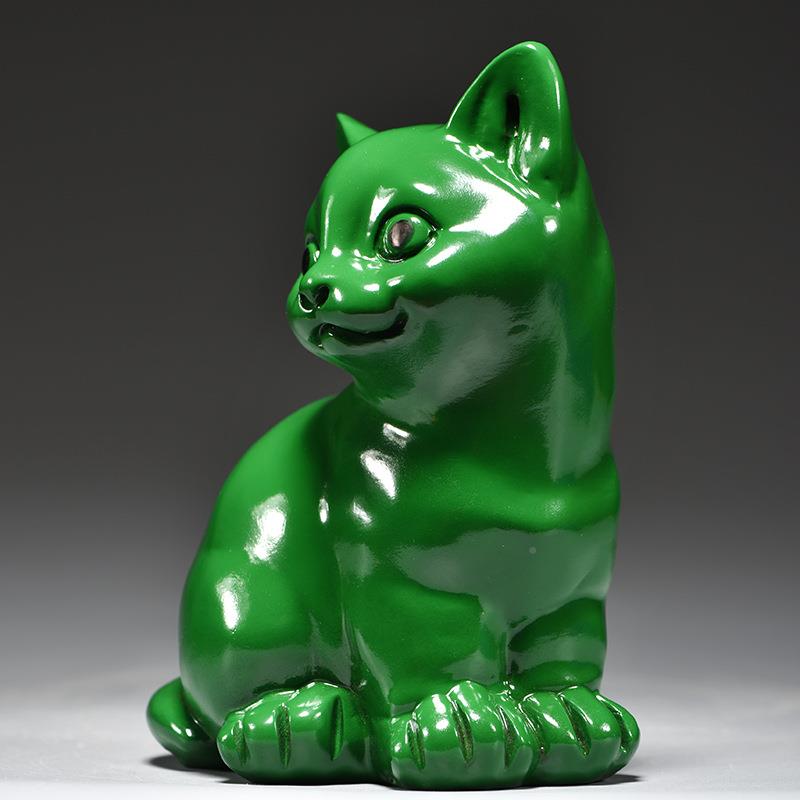 实木质猫咪雕刻摆件动木头色小猫家居客LDS01085厅房屋补绿角装饰