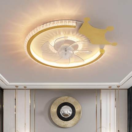 新款轻现奢创意卧简吸室顶风扇灯led灯约代卡通男孩女F5002孩房间
