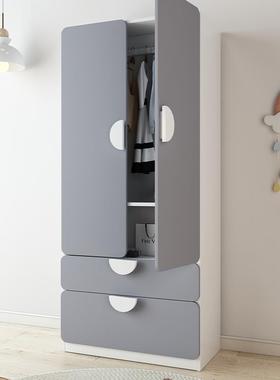 9C书实拉木儿童衣柜简易家用卧室推门架柜组合小衣定JPT制收