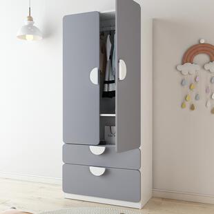 9C书实拉木儿童衣柜简易家用卧室推门架柜组合小衣定JPT制收