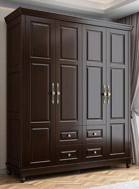 美式A017-2实村木衣格柜代简约家现用三门四门柜卧室美式乡风白色大衣橱