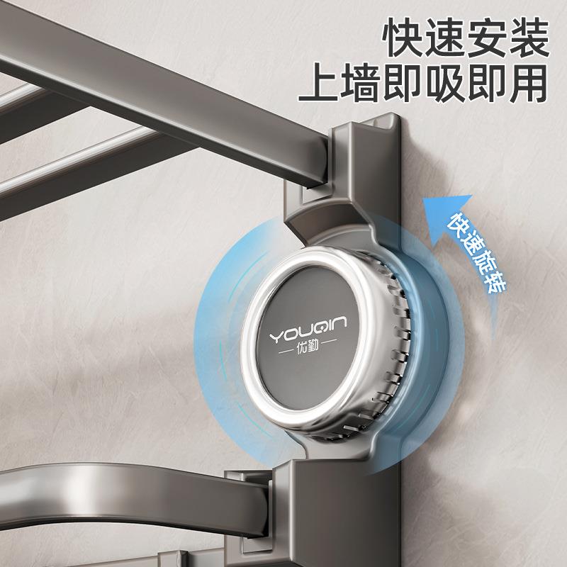 吸盘毛巾架免孔生间折叠472浴巾架室壁挂打式浴墙上厕所置物卫架