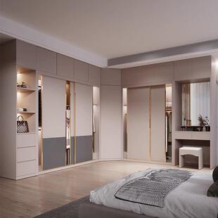 轻推奢拉门衣梳柜简约现代滑移门柜家子用卧室转QQN角大衣橱妆台