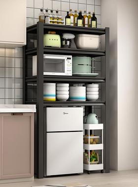 P67TSJS5厨房落地置物架小型冰子箱上方架家柜用微波炉架消毒洗碗