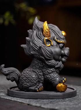 厂家新款茶具QDU创意砂精品台茶宠可麒麟家紫居养茶摆件茶玩