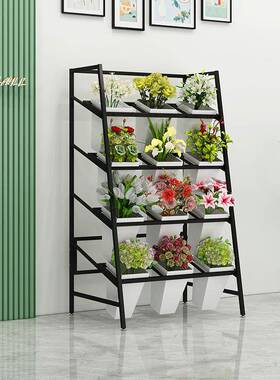 花店花鲜花展示架架铁架艺梯形多层摆放WBG架内花卉架醒花桶置物