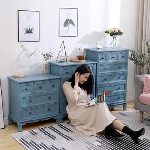 头实木五斗1柜美式收纳储柜厅物卧室床客柜床边角柜小柜子欧式斗