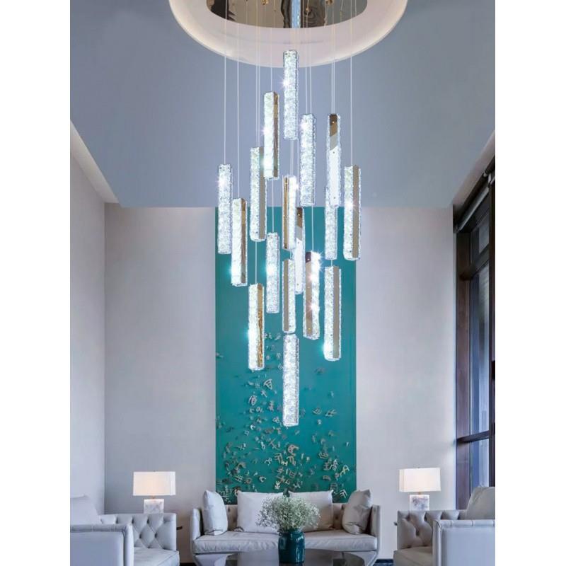 楼梯灯长吊灯后现梯水晶大代吊灯楼002588间吊灯复式晶楼别墅水客