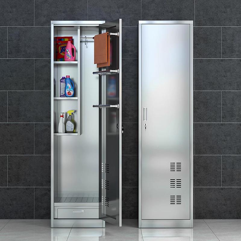304不钢xj-85单拖双门清洁柜纳学校工具收锈柜阳台把户外储物保洁