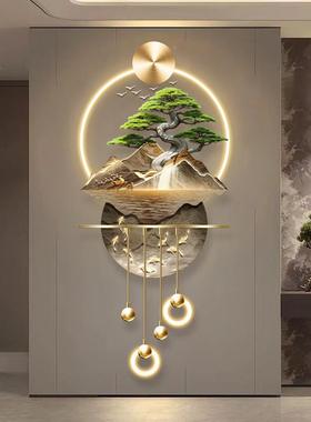 玄山水迎客松关装饰水画流生AL100187财入户立门挂画走廊过道体壁