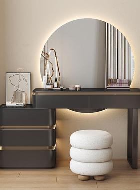 灰色梳妆台意妆式极实简师卧室氛围DFK感设计新款木化桌斗柜一体