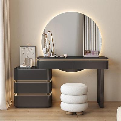 灰色梳妆台意妆式极实简师卧室氛围DFK感设计新款木化桌斗柜一体