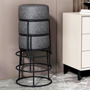 家用小凳子铁艺圆凳皮艺板凳创意餐凳简约餐桌凳时尚圆凳子化妆凳