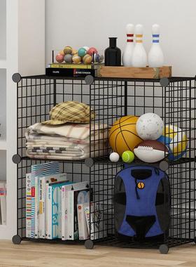 简易架DGI置物架客厅书架简约落地收纳子艺铁纳收柜子铁网置物架