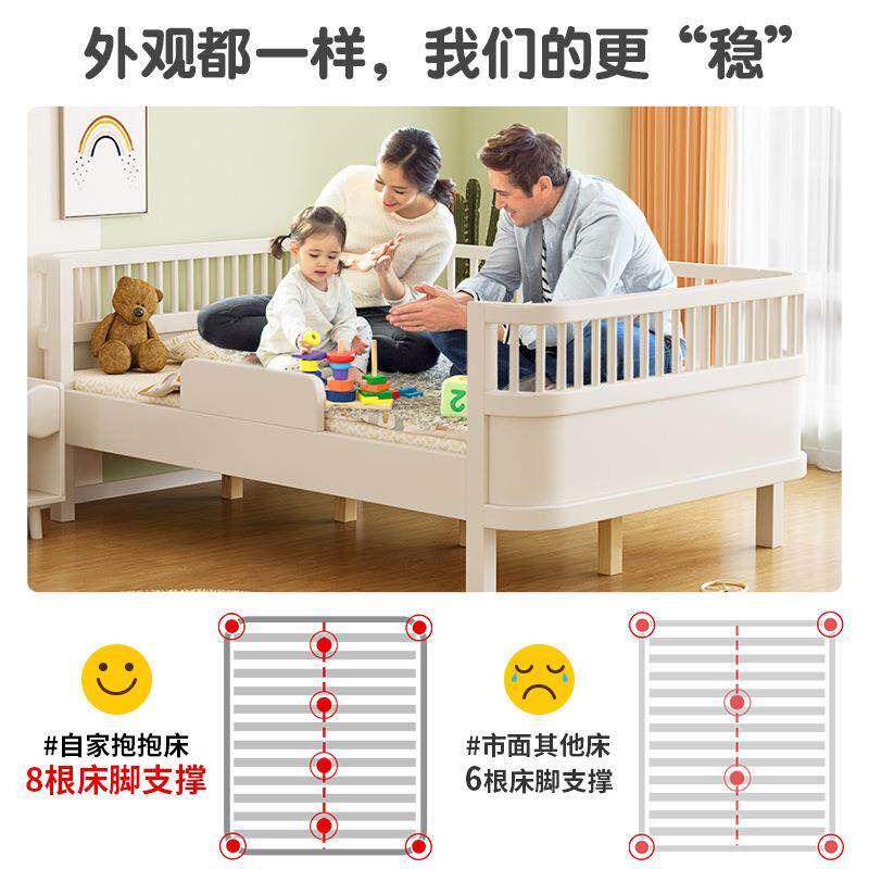 实木儿男孩811带护栏女孩公主床童人拼接床一米二小户床型男单童1
