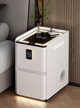 实木智能床头OAY多柜功约现代简卧室能床边柜家用轻奢免安装床头